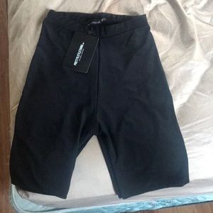 Black slinky high waist biker shorts